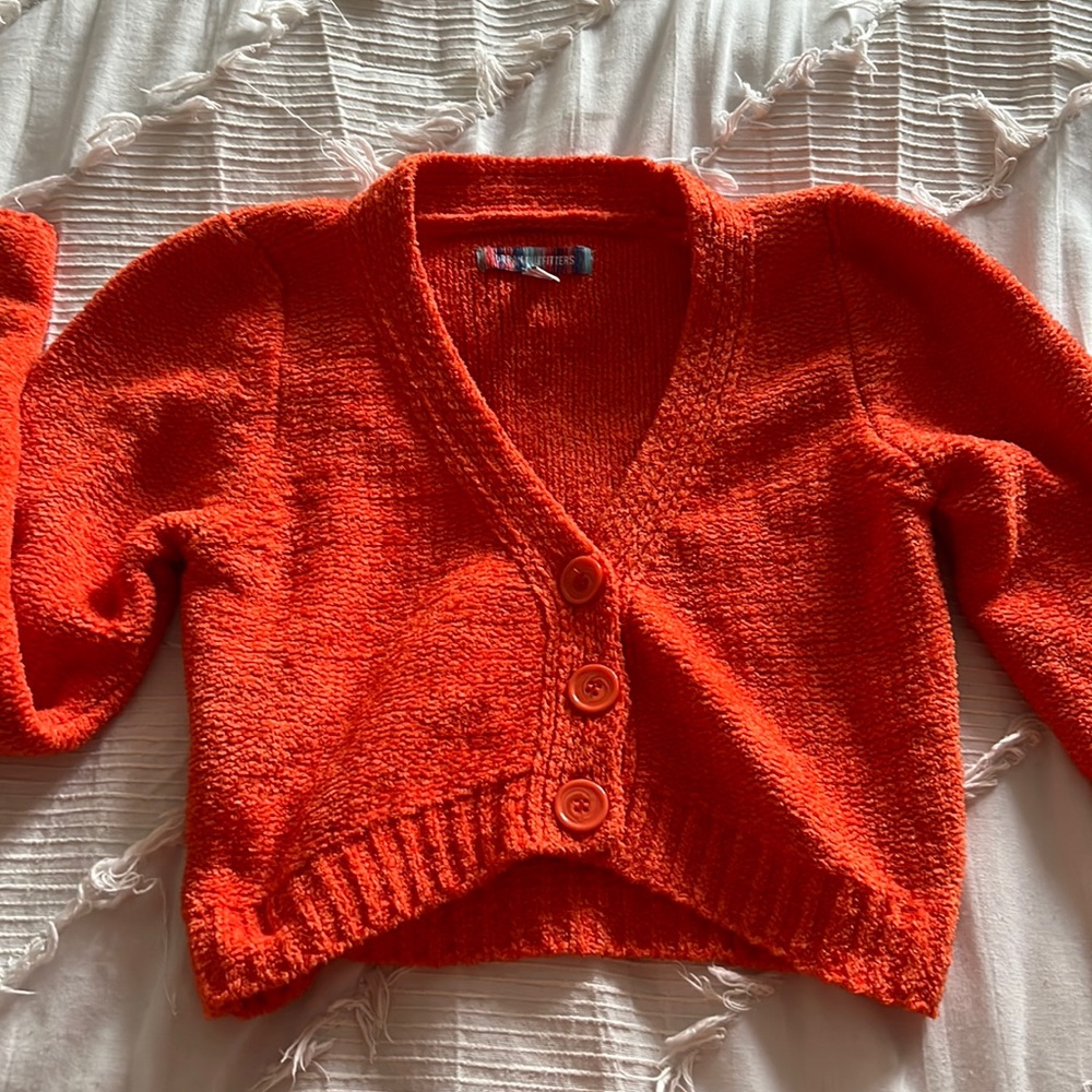 urban outfitter orange cropped cardigan